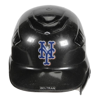 2007 Carlos Beltran Game Worn New York Mets Black Batting Helmet (Steiner)